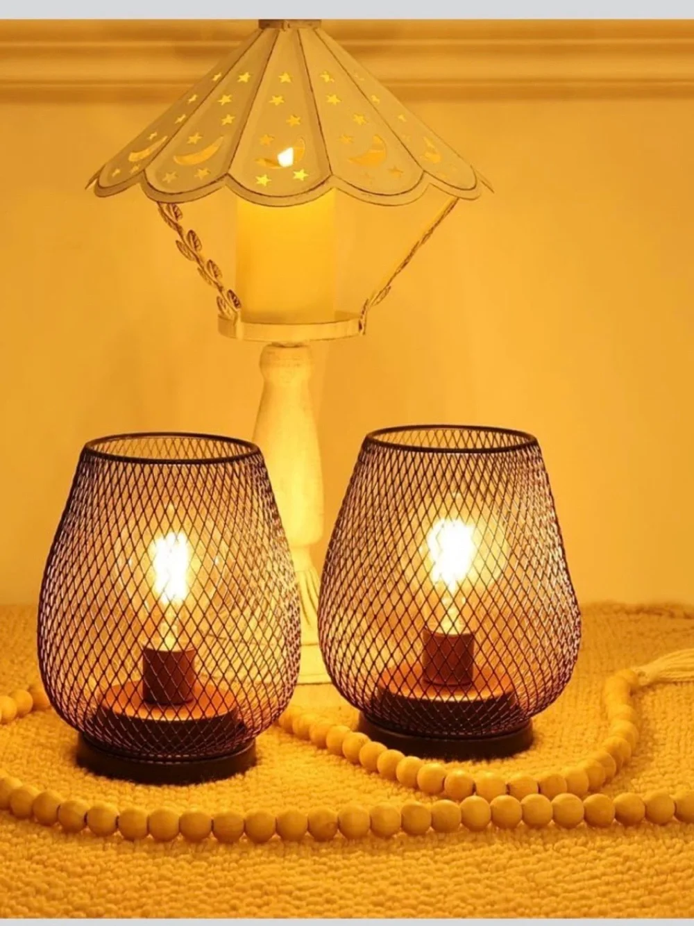 NIB Needomo 6 Pack Outdoor/Indoor Bronze Table Lanterns,Battery Operated,Edison